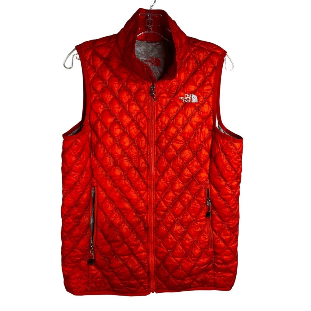 The North Face Thermoball Vest Womens M Blaze Orange Puffer Zip Pocket Outdoorsy